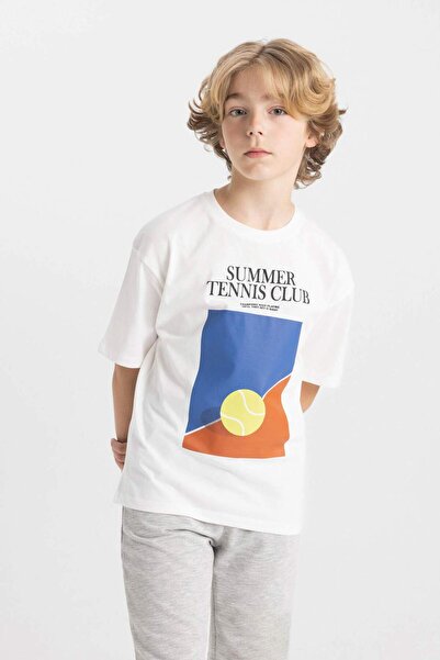 DeFacto Boys Oversize Wide Fit Crew Neck Printed Short Sleeve T-Shirt C4901A824Hs