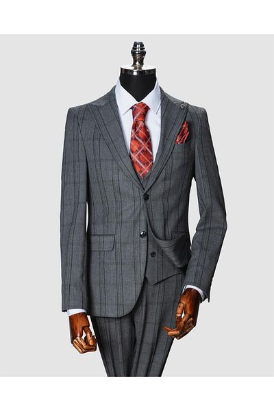 echol Ech. 1113 Plaid Vest Suit