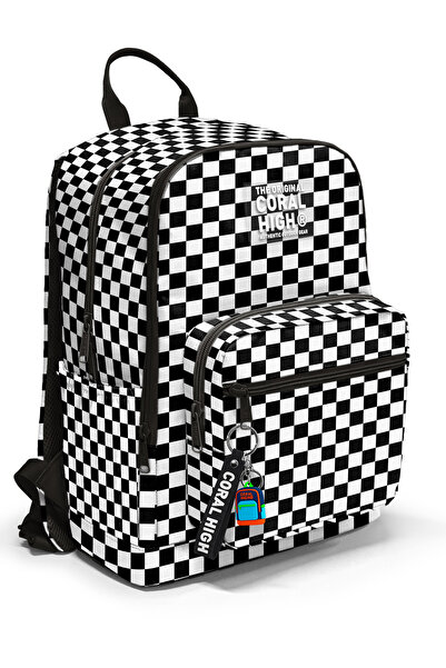 Coral High حقيبة ظهر مدرسية منقوشة باللونين الأبيض والأسود 23677