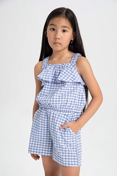 DeFacto Set de 2 bucăți pentru fete, bluză în carouri, pantaloni scurți C5347A824HS