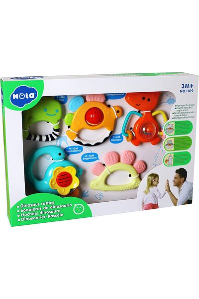 Hola Dinosaur Rattles and Teethers - 5 Pieces Set