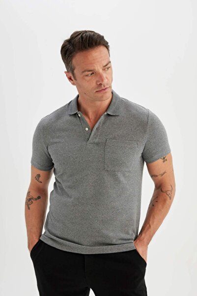 DeFacto Slim Fit Slim Fit Basic μονόχρωμο κοντομάνικο μπλουζάκι πόλο D0031AX24SM