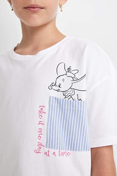 DeFacto Kız Çocuk Disney Dumbo Pijama Takımı Kısa Kollu Üst Şort C8518A824SM