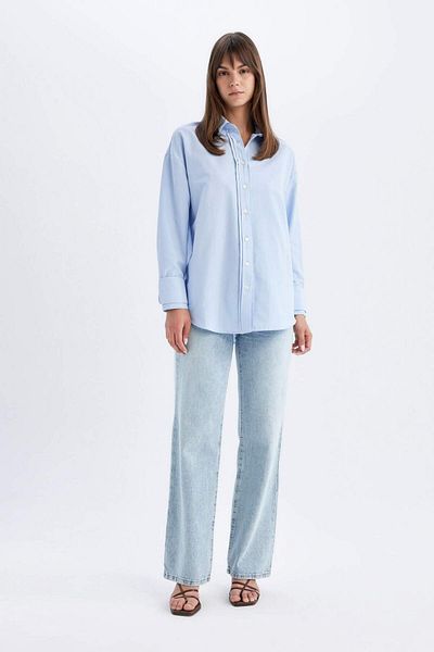 DeFacto Relax Fit Poplin Long Sleeve Hijab Shirt Tunic C9430Ax24Sm