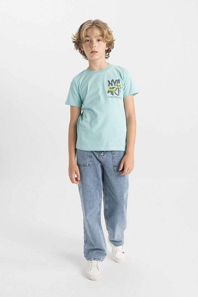 DeFacto Boy's Printed Short Sleeve T-Shirt - Crew Neck C6887A824HS