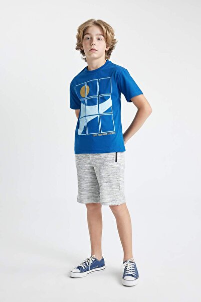 DeFacto Tricou cu mânecă scurtă cu imprimeu pentru băiat - Guler rotund C3306A824SM