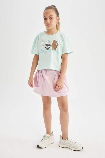 DeFacto We Bare Bears Girl's T-shirt - Crew Neck, Short Sleeve C2630A824SM