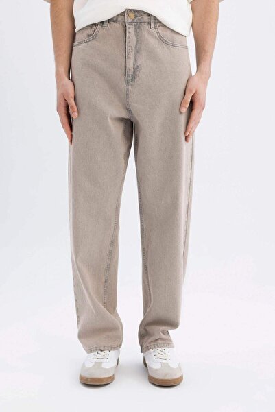 DeFacto %100 Pamuk Baggy Fit Geniş Kalıp Normal Bel Geniş Paça Jean Pantolon C2051AX24SM