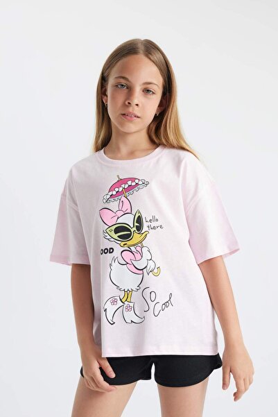 DeFacto Disney Mickey Mouse T-Shirt για κορίτσια - Oversize Crew Neck, κοντομάνικο C5942a824hs
