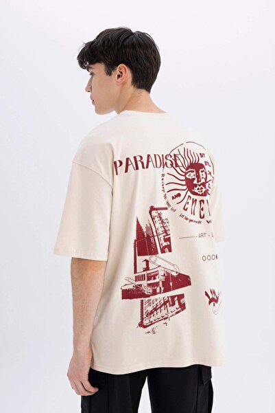 DeFacto Crew Neck Back Printed Oversize T-Shirt - C4087ax24smbg700