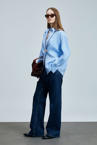 Lufian Blue Linen Women's Shirt - Barri