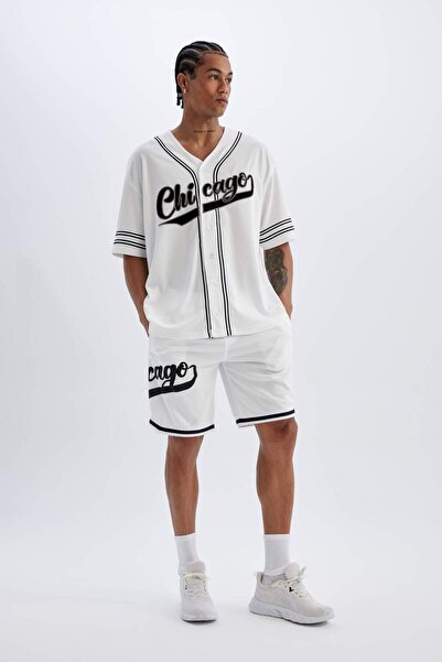 DeFacto DeFactoFit - Heavy Fabric Printed Short Leg Sports Shorts C1839AX24SM