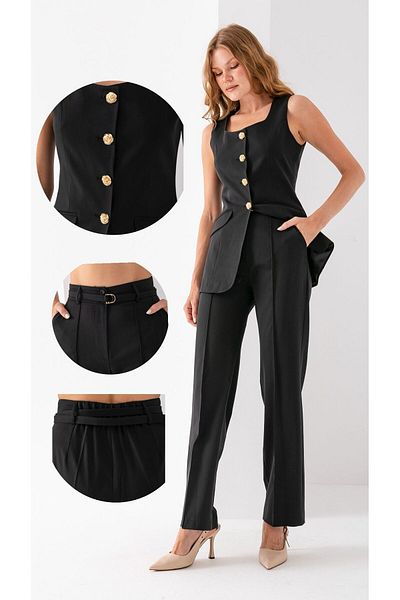 VUNTAL Metal Buttoned Vest Double Suit