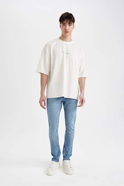 DeFacto Loose Fit Crew Neck Back Printed Short Sleeve T-Shirt C2732Ax24Smer105