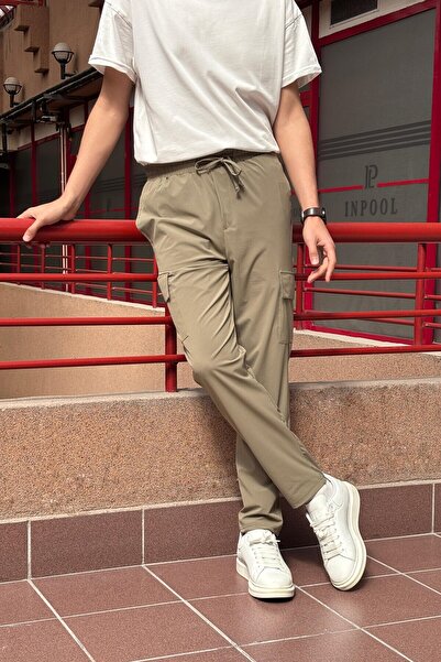 inpool Мъжки панталон, стандартна кройка, плат Parachute, карго джоб, ластик, 24 инча, 276 г