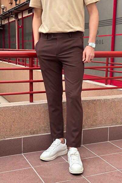 inpool Мъжки тънки панталони от гъвкава материя за стари пари с детайли на езика ASP02