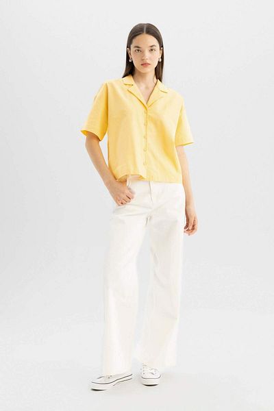 DeFacto Coool Oversize Wide Fit Pyjama-Kragen, ausgestelltes Baumwoll-Kurzarmhemd C0743AX24SM
