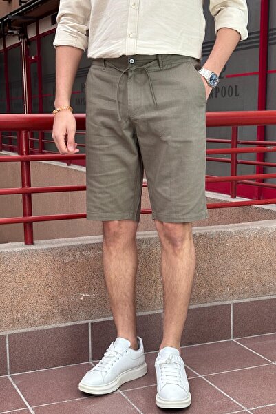 inpool Чоловічі шорти з бавовняного льону з зав'язками на талії - Regular Fit 24INP284