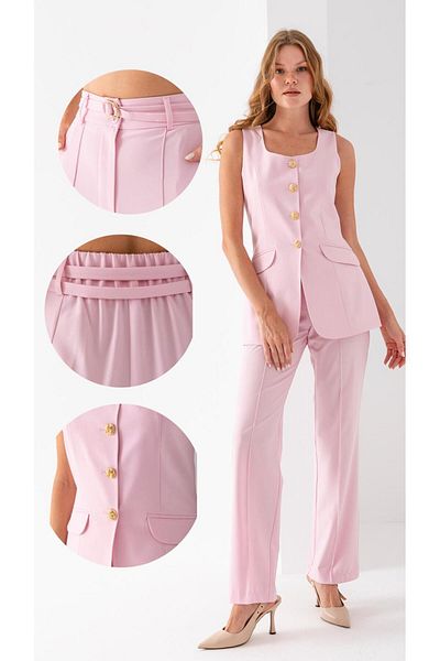 VUNTAL Metal Buttoned Vest Double Suit