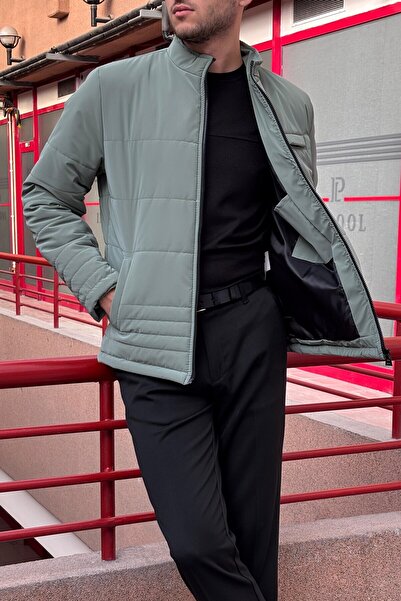 inpool Ανδρικό καπιτονέ μπουφάν-παλτό με φερμουάρ, τσέπες, αδιάβροχο και ανθεκτικό στον αέρα 24USEC06