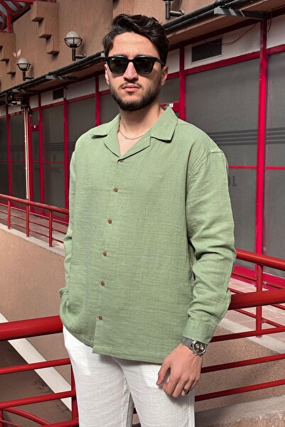 inpool Apaş yaka, Müslin bezi, Yazlık&baharlık, Nefes alan, 100% Pamuk, Oversize Gömlek G11