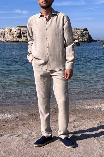 inpool Men'S, Modal, Old Money Culture, Regular Fit, Hi-Quality Shirt-Pants Suit G15-304