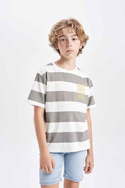 DeFacto Μπλουζάκι με κοντό μανίκι με στάμπα για αγόρια C3333A824SM