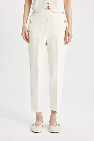 DeFacto Carrot Fit Carrot Mold Fabric Pants Basic Straight Pocket High Waist Straight Leg B1238Ax24Sp