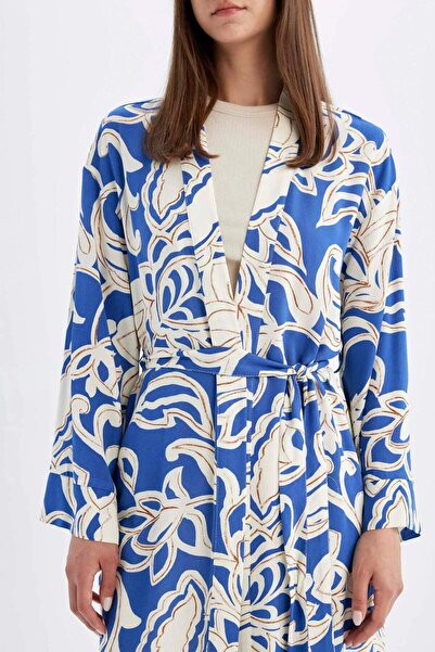 DeFacto Relax Fit vzorované dlouhé viskózové kimono C9688AX24SM