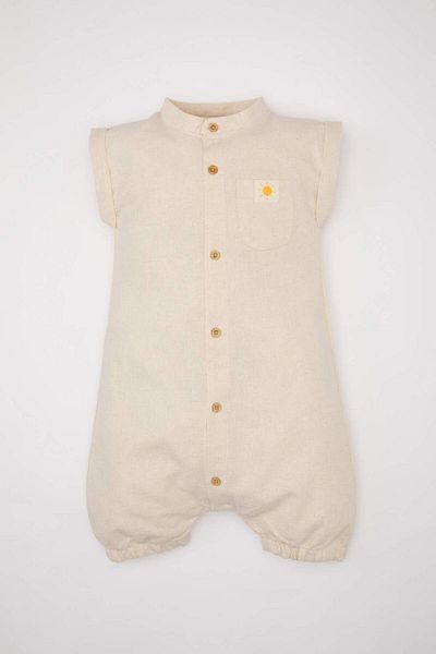 DeFacto Newborn Baby Boy Linen Sleeveless Jumpsuit - C5183a524sm