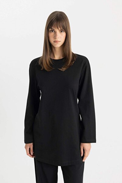 DeFacto Regular Fit Bisiklet Yaka Basic Düz Uzun Kollu Tişört Tunik B2586AX24SP