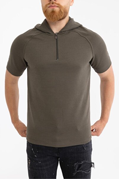 inpool Men's Hooded Half Zipper T-Shirt - Use169