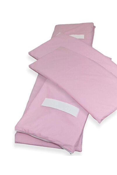 Bebek Özel حماية جانبية لسرير الأطفال مقاس 70 × 130 سم باللون الوردي السادة مع أربطة