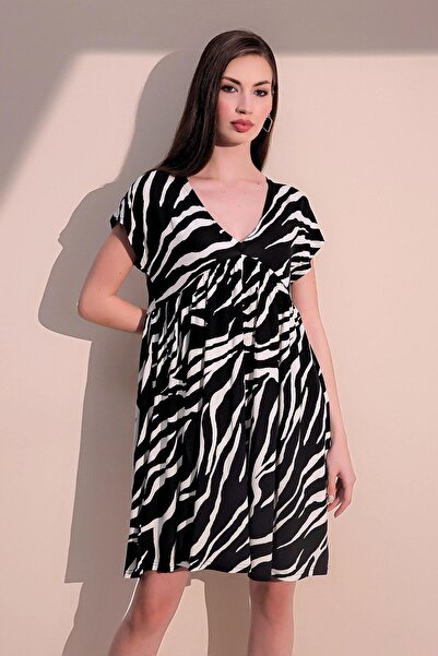 NEW LAVİVA Rochie midi neagră cu mâneci scurte pentru femei, în stil casual, ...