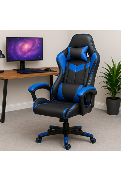 Zenga Scaun de gaming Extreme RX, piele sintetică, negru/albastru