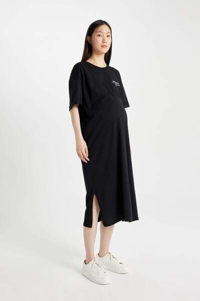 DeFacto Regular Fit Short Sleeve Midi Maternity Dress X5990AZ24SM