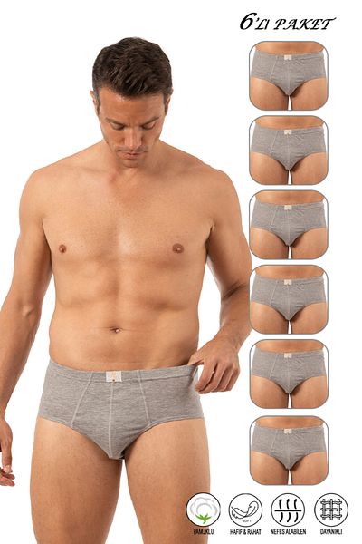 ÖZKAN underwear Özkan 0037 6 Pack Men's 100% Cotton Combed Single Jersey Flexible Comfortable Slip Underpants