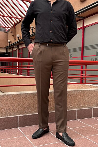 inpool Ανδρικό υφασμάτινο παντελόνι μεγάλου μεγέθους με λεπτομέρεια για το καλοκαίρι-άνοιξη