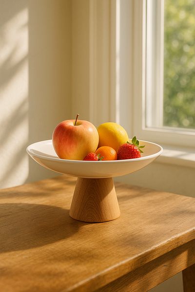 Akayev Porcelain Wooden Leg 25 cm Presentation Bowl Fruit Bowl