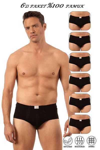 ÖZKAN underwear Özkan 0037 Pachet de 6 chiloți pentru bărbați, 100% bumbac, pieptănți, elastic, confortabili