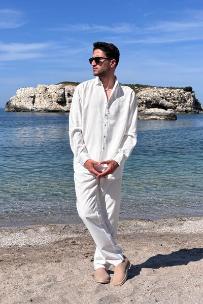 inpool Men'S, Modal, Old Money Culture, Regular Fit, Hi-Quality Shirt-Pants Suit G15-304