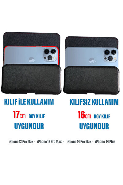 VİZYON iPhone 12 Pro Max 13 Pro Max 14 Pro Max 14 Plus  Uyumlu Bele Takılan  Kılıfı Kılıfsız Kullanım 16cm