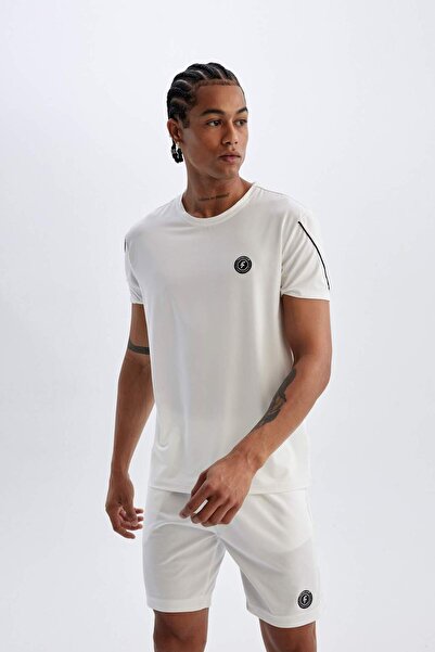 DeFacto DeFactoFit - Αθλητικό μπλουζάκι με στάμπα με λαιμόκοψη, βαρύ ύφασμα, κοντό μανίκι - C1748AX24SM