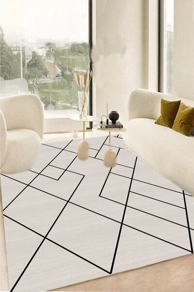 Decomia Home Dijital Kaymaz Yıkanabilir Iskandinav Salon Halısı Mutfak Halısı Balkon Halısı Koridor Halısı Yolluk