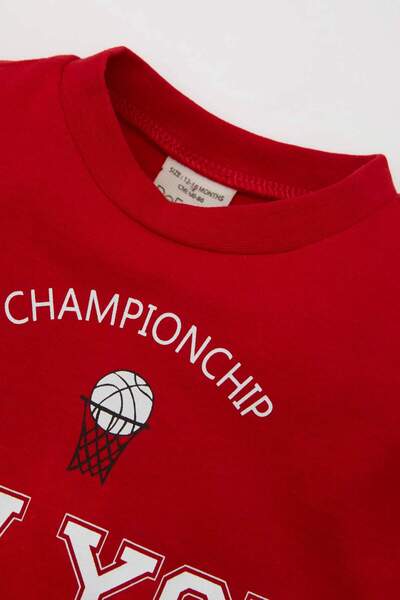 DeFacto Baby Boy 2 Piece Set Crew Neck Printed Short Sleeve T-Shirt Jean Shorts C6216A524Sm