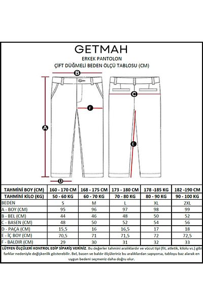 GETMAH Men's Anthracite Double Button Tongue Quality Flexible Fabric Trousers