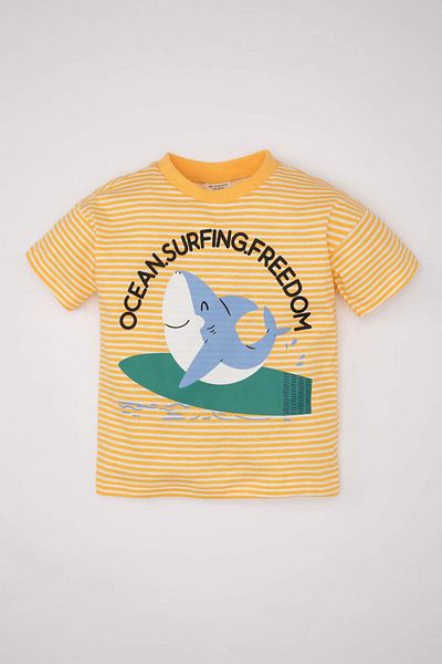DeFacto Baby Boy Crew Neck Shark Print Short Sleeve T-Shirt C9363A524Sm