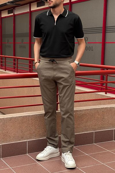 inpool Male, with Elastic Waist, Summer-Spring, Old Money Culture, Cotton, Linen Woven Pants 290