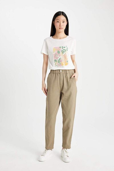 DeFacto Regular Fit Crew Neck Floral Combed Cotton Short Sleeve T-Shirt D1933Ax24Sm