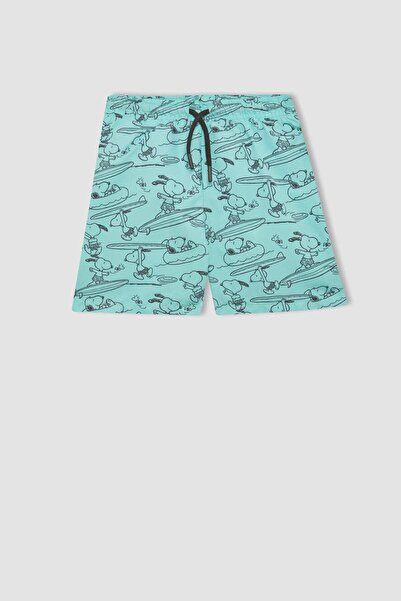 DeFacto Boy's Snoopy 2-Piece Set Short-Sleeved T-Shirt Sea Shorts B7612A824Hs